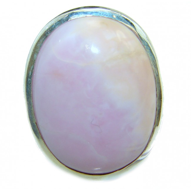Pink Opal oxidized .925 Sterling Silver handcrafted ring size 7