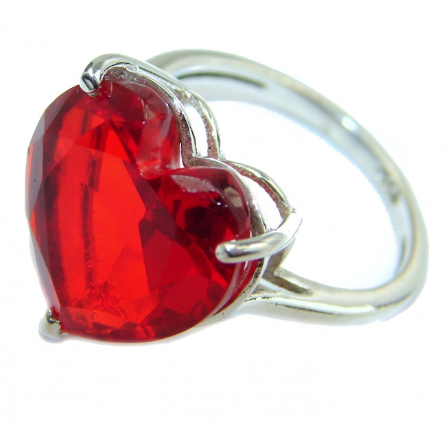 Sweet Heart Red Topaz .925 Silver handcrafted Ring s. 8