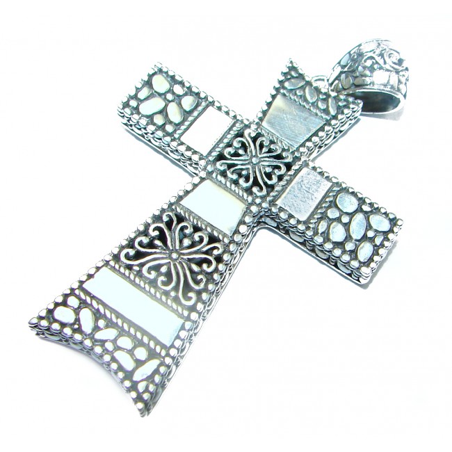 LARGE Holy Cross genuine .925 Sterling Silver handmade pendant
