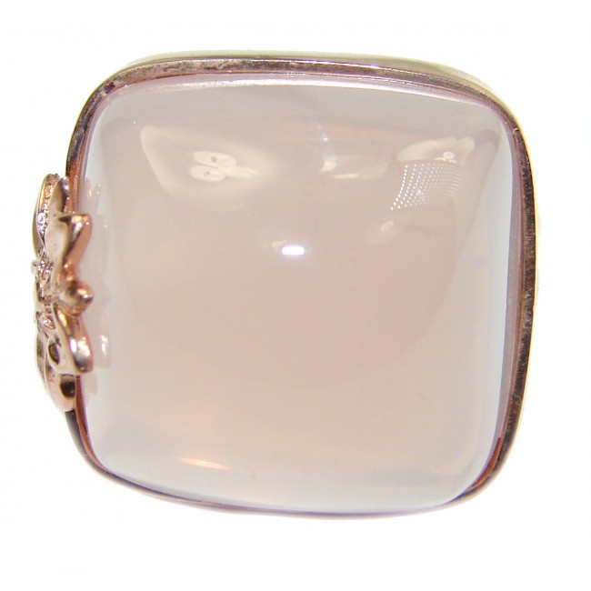 Best Quality Rose Quartz 18 K Gold over .925 Sterling Silver handcrafted ring s. 8 1/4