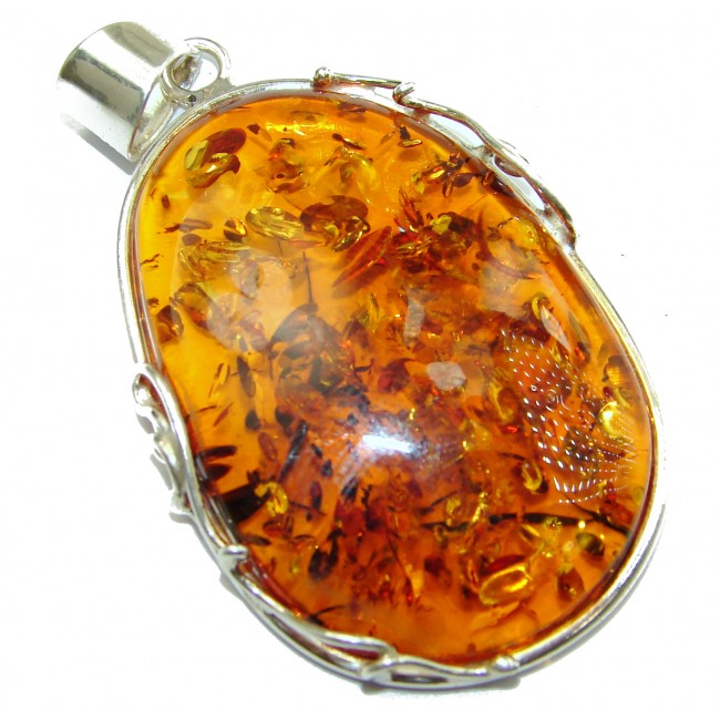 Huge Natural Baltic Amber .925 Sterling Silver handmade Pendant