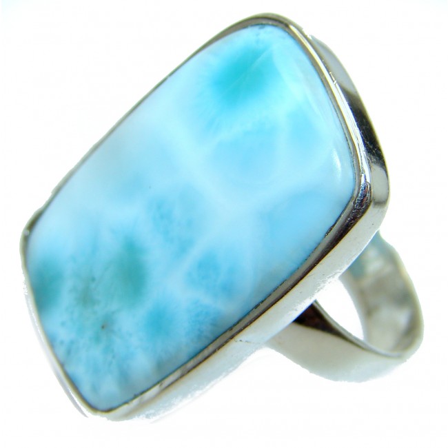 Larimar oxidized .925 Sterling Silver handcrafted ring size 7 adjustable