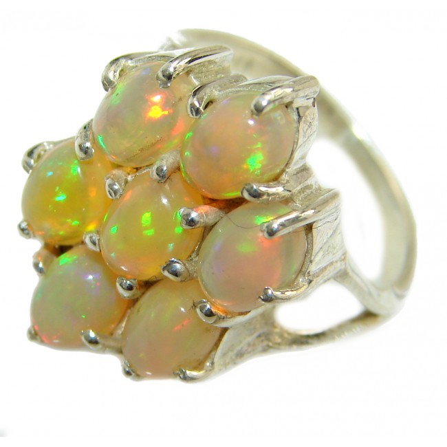 Genuine Bold Ethiopian Opal .925 Sterling Silver Ring size 8 3/4