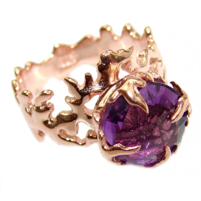 Vintage Style Amethyst .925 Sterling Silver handmade Cocktail Ring s. 6