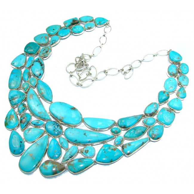 Huge Gallery Masterpiece Blue genuine Sleeping Beauty Turquoise .925 Sterling Silver necklace
