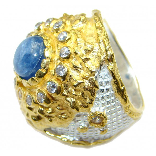 Authentic Australian Blue Kyanite 14K Gold over .925 Sterling Silver handmade Ring s. 6
