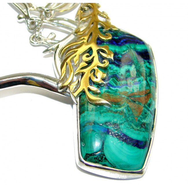 Blue Azurite Malachite 14 ct Gold over .925 Sterling Silver handmade necklace