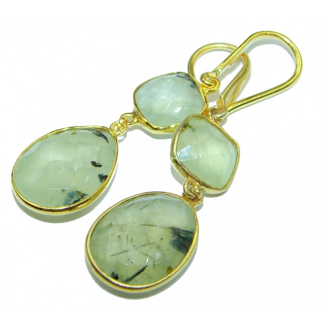 Authentic Moss Prehnite Gold over .925 Sterling Silver handmade earrings