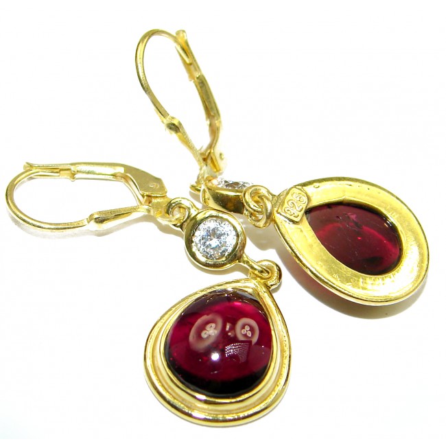 Authentic Garnet 14K Gold .925 Sterling Silver handmade earrings