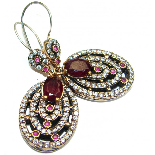 Trendy Ruby Sterling Silver handmade earrings