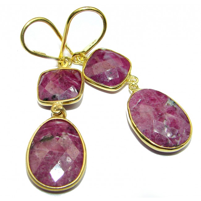 Trendy Ruby 14ct Gold over .925 Sterling Silver handmade earrings
