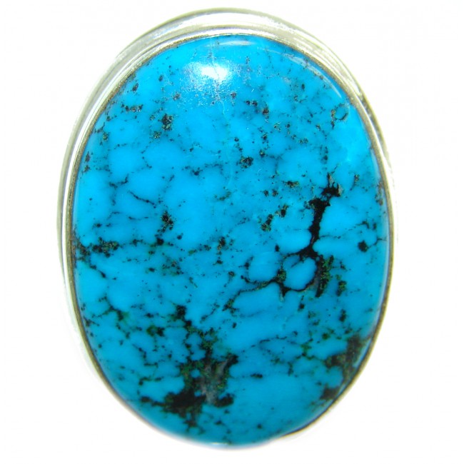 Huge Turquoise .925 Sterling Silver ring; s. 6