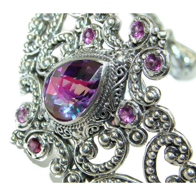 Chunky Luxury Purple Magic Topaz .925 Sterling Silver handmade Cuff/Bracelet