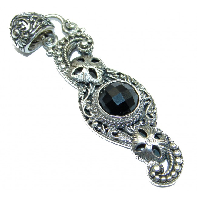 Victorian Style Black Spinel .925 Sterling Silver Pendant