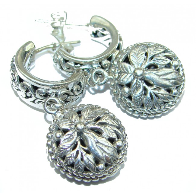 Bali Design White Topaz .925 Sterling Silver handcrafted Earrings
