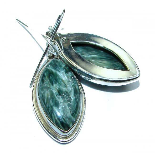 Perfect Green Seraphinite .925 Sterling Silver handcrafted earrings