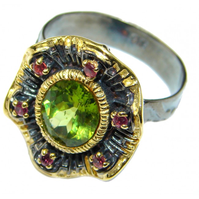 Energazing Peridot .925 Sterling Silver Ring size 7 ADJUSTABLE