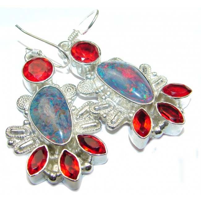 Classy Design Doublet Opal .925 Sterling Silver handmade earrings