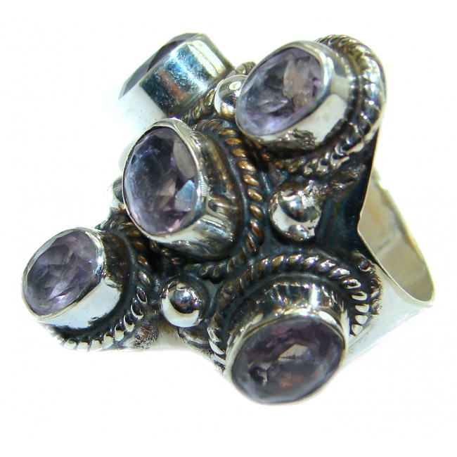 Spectacular Amethyst .925 Sterling Silver handcrafted Ring size 8