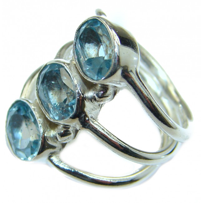 Energazing Swiss Blue Topaz .925 Sterling Silver handmade Ring size 5 1/4