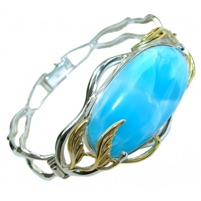Perfect Harmony Blue Larimar 14K Gold over .925 Sterling Silver handcrafted Bracelet