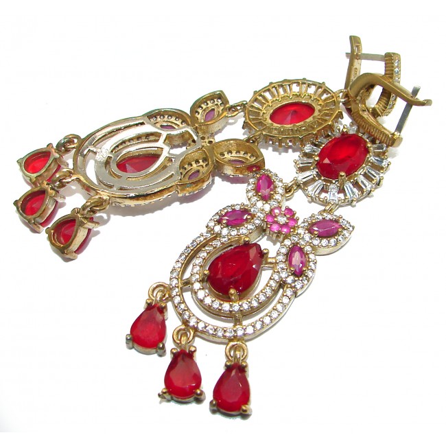 Classy Victorian Style created Ruby .925 Sterling Silver handmade earrings