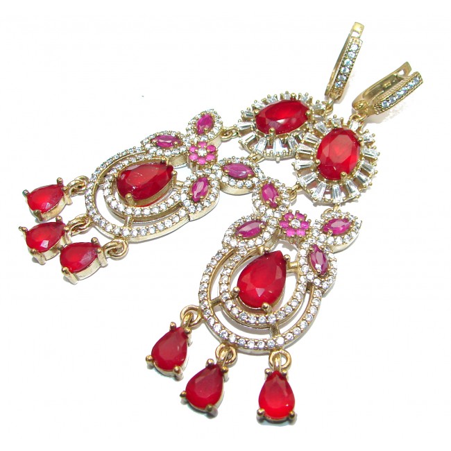 Classy Victorian Style created Ruby .925 Sterling Silver handmade earrings