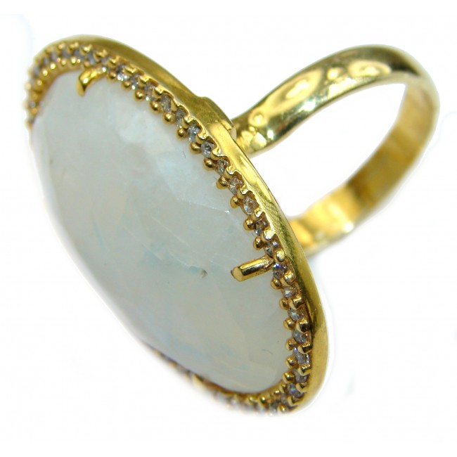 Fire Moonstone 14K Gold over .925 Sterling Silver handmade Ring size 7