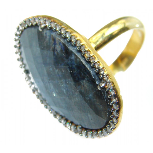 Blue Sapphire 14K Gold over .925 Sterling Silver Ring s. 8