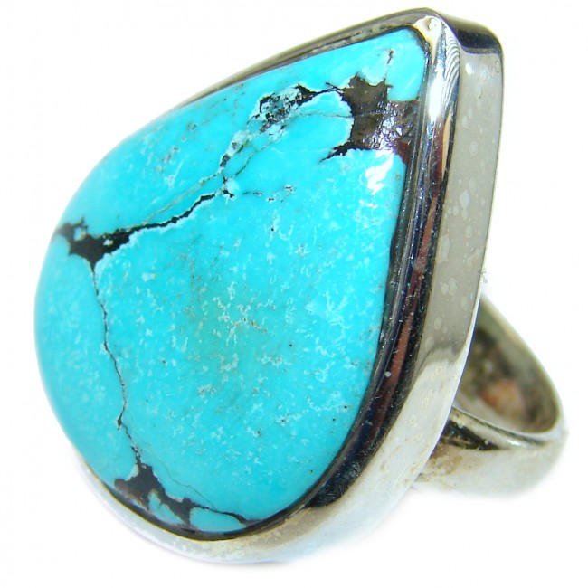 Huge Turquoise .925 Sterling Silver ring; s. 6 3/4