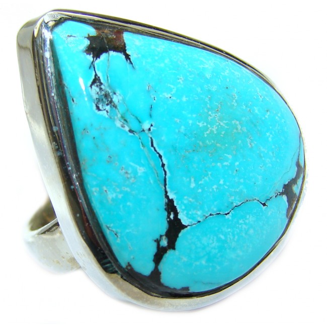 Huge Turquoise .925 Sterling Silver ring; s. 6 3/4