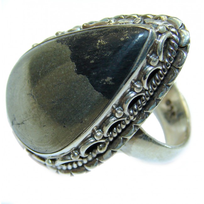 Huge Copper stone .925 Sterling Silver ring; s. 7