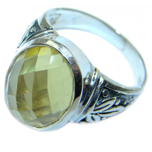 Vintage Style Natural Citrine .925 Sterling Silver handcrafted Ring s. 9 1/2