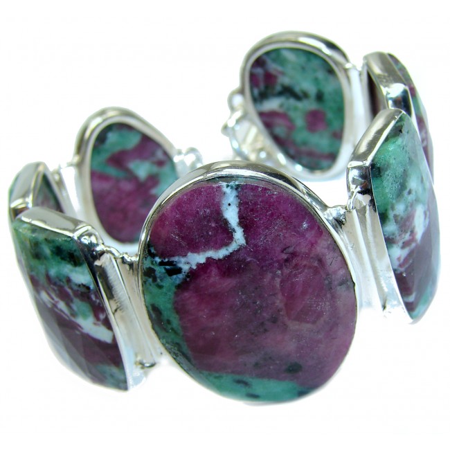 Beauty of Nature Ruby in Zoisite handmade .925 Sterling Silver handcrafted Bracelet