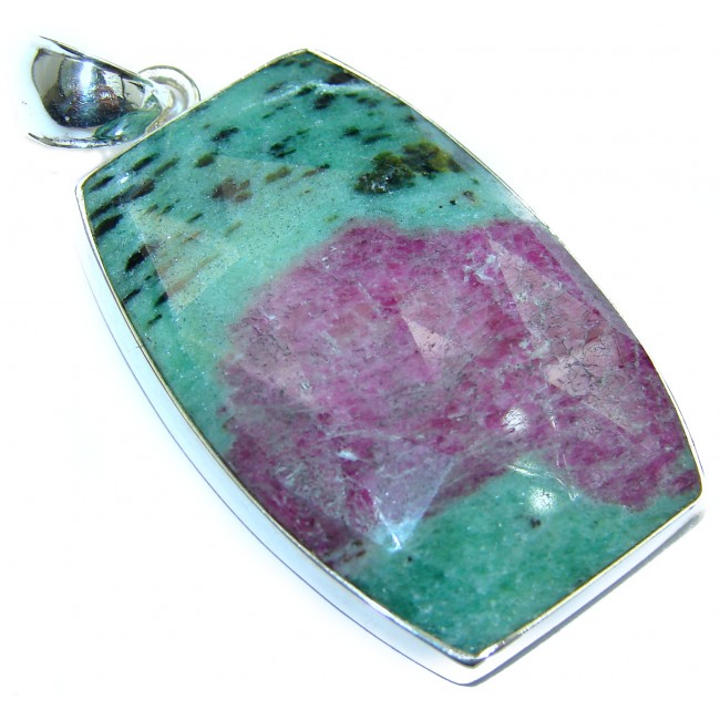 Amazing 150ct Ruby in Zoisite .925 Sterling Silver handmade Pendant