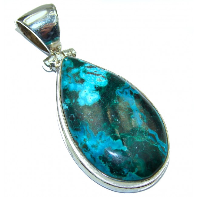 Awesome style Chrysocolla .925 Sterling Silver handcrafted Pendant