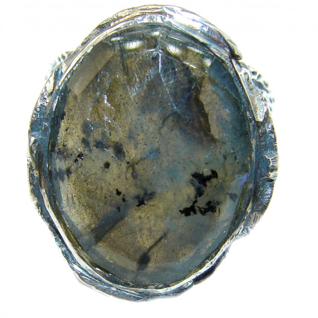Perfect faceted Labradorite .925 Sterling Silver handmade Ring s. 8 1/4