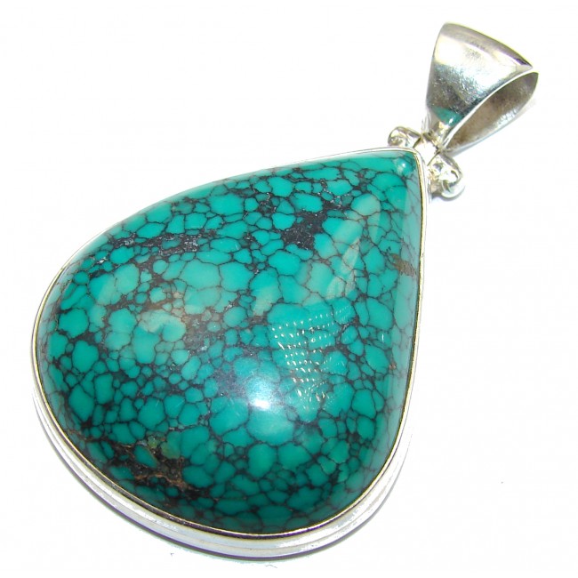 Huge Exquisite authentic Turquoise .925 Sterling Silver handmade Pendant