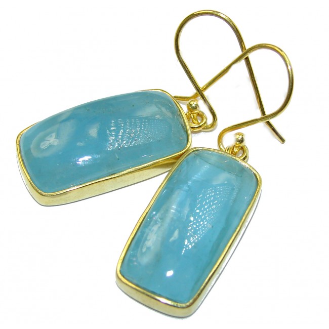 Simple Style genuine Aquamarine .925 Sterling Silver handmade earrings