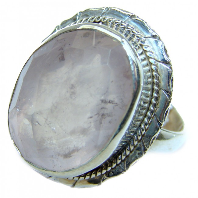 Best Quality Rose Quartz .925 Sterling Silver handcrafted ring s. 8 1/2