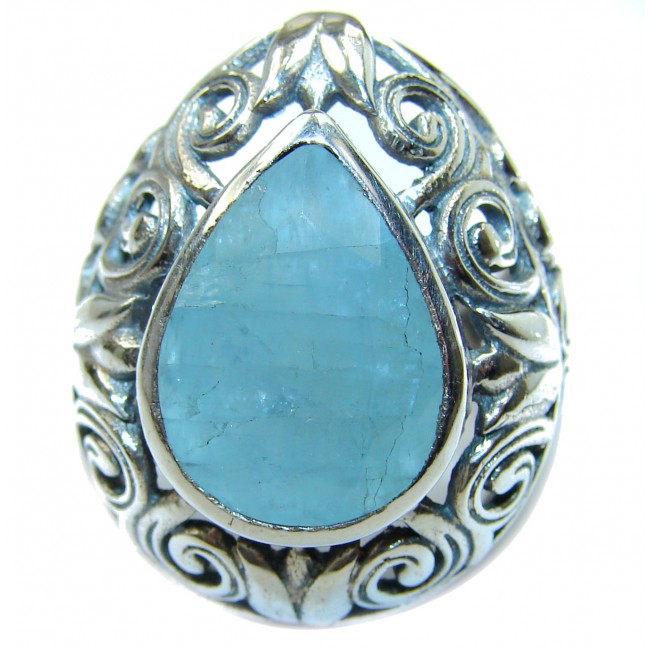 Blue Treasure Aquamarine .925 Sterling Silver handmade ring s. 6