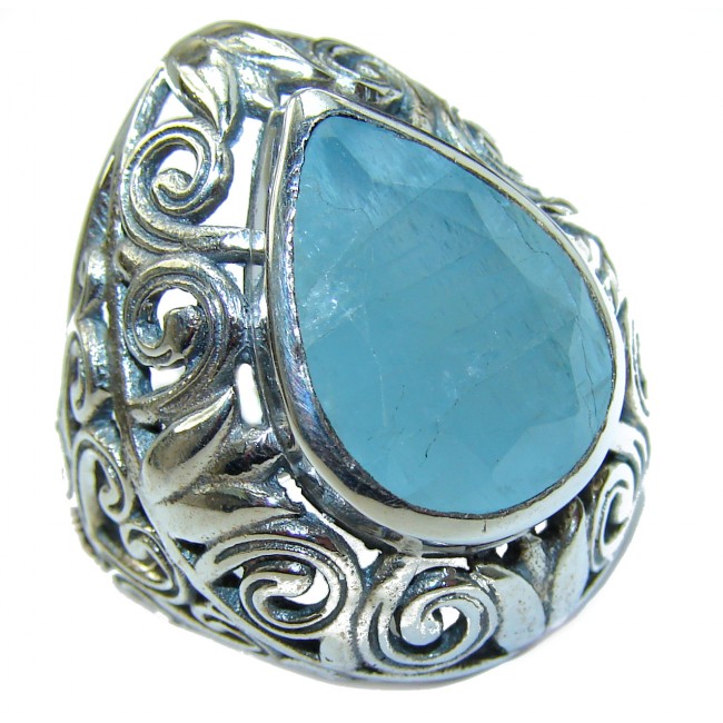 Blue Treasure Aquamarine .925 Sterling Silver handmade ring s. 6