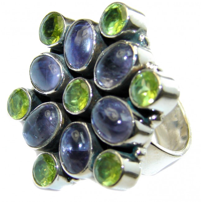 Huge Iolite .925 Sterling Silver handcrafted Ring s. 8 1/4