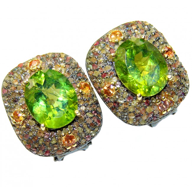 Authentic Peridot Golden Sapphire 18K Gold over .925 Sterling Silver handmade earrings