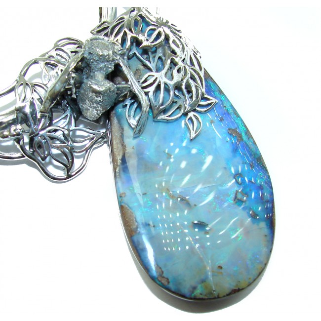 Silver Bee Spectacular Style Australian Boulder Opal .925 Sterling Silver brilliantly handcrafted necklace
