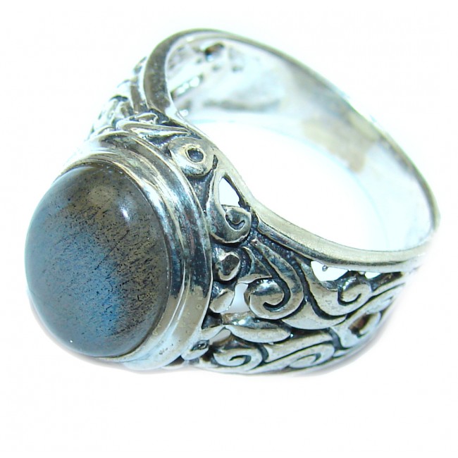 Regal Infinity Labradorite .925 Sterling Silver Bali handmade ring size 8