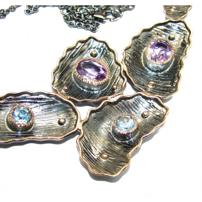 Golden Reef Amethyst Rose Gold Rhodium over .925 Sterling Silver handcrafted necklace