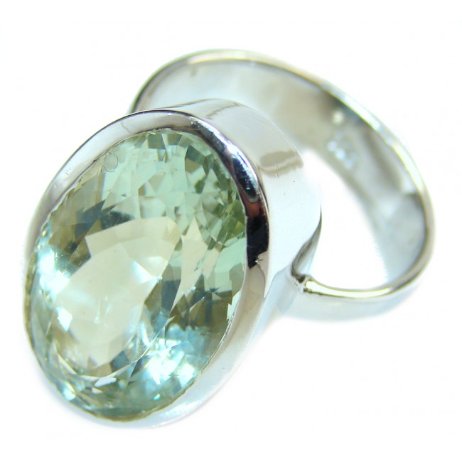 Exotic Green Amethyst .925 Sterling Silver handcrafted Ring s. 8