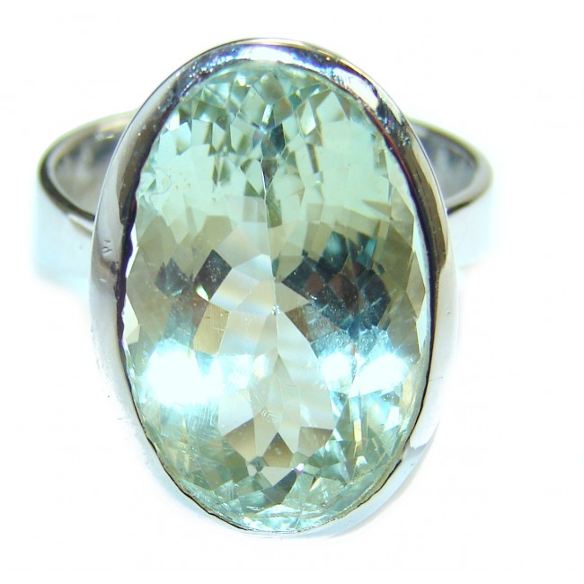 Exotic Green Amethyst .925 Sterling Silver handcrafted Ring s. 8