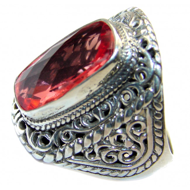 Top Quality Raspberry Topaz .925 Sterling Silver handcrafted Ring s. 10